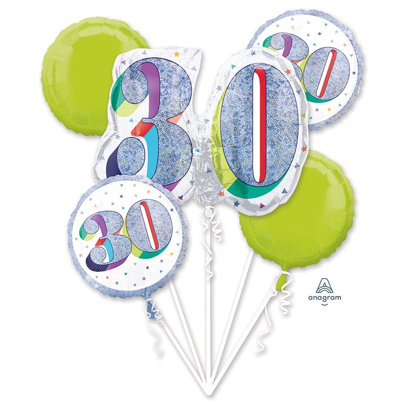 Bouquet Sparkles Number 30 Foil Balloon