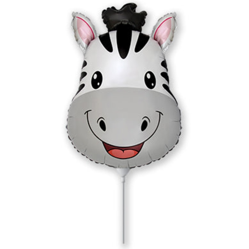 11" Airfill Only Zebra Head Mini Foil Balloon