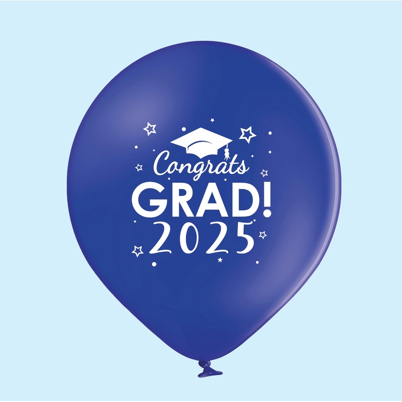 11" Congrats Grad 2025 Latex Balloons 25 Count Blue