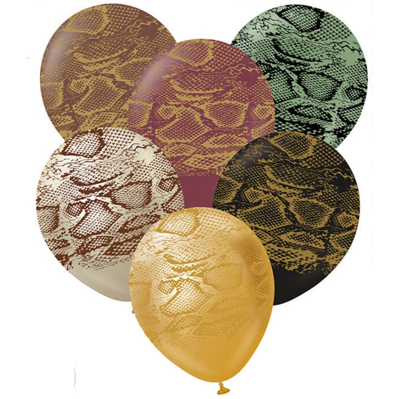 12" Kalisan Printed Snake Assorted (6 Per Bag) Latex Balloons