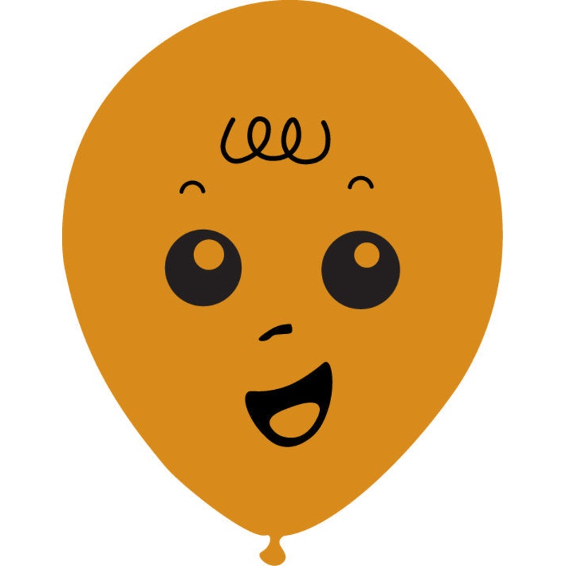 12" Latex Balloons Single Sided (25 Per Bag) Baby Face Print 02 Decomex Mocha Brown
