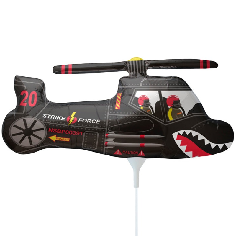 14" Airfill Only Foil Balloon Black Chopper