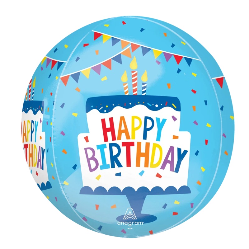 15" Orbz Happy Birthday Tiered Cake Foil Balloon