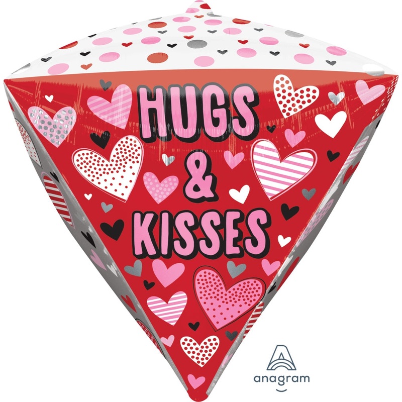17" Hugs, Kisses, & Hearts Diamondz Foil Balloon