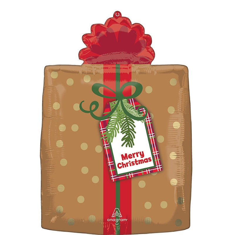 18" Christmas Plaid Present Foil Balloon