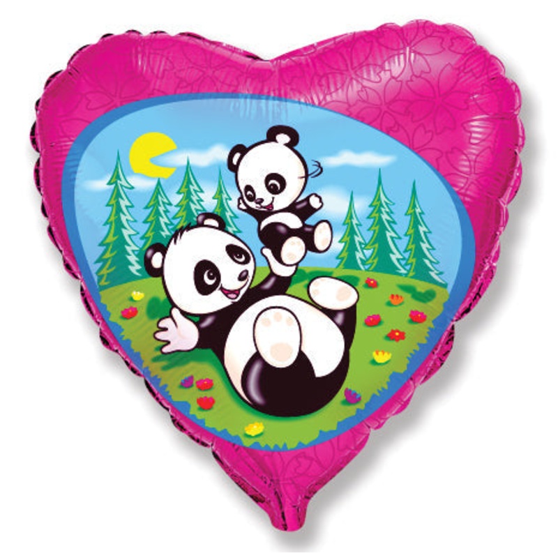 18" Funny Pandas Mylar Balloon