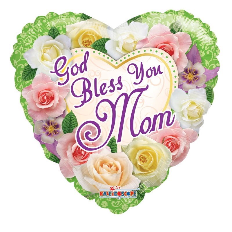 18" God Bless You Mom Flowers Foil Balloon