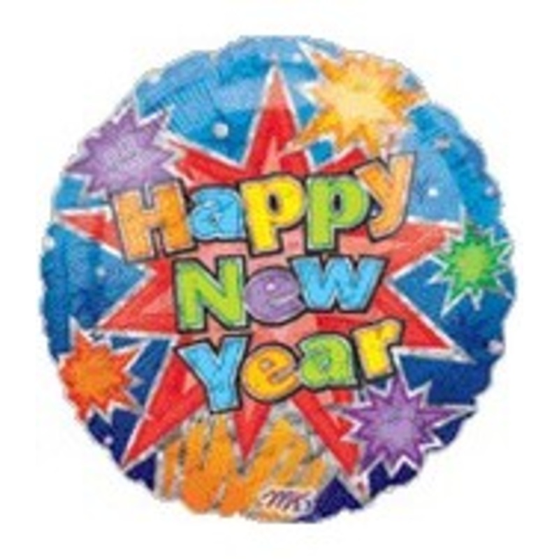 18" Happy New Year Prismatic Balloon