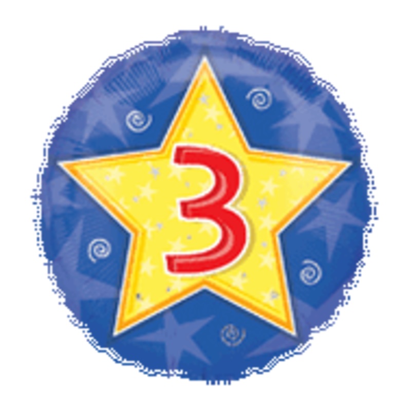 18" Stars & Swirls Birthday #3 Balloon