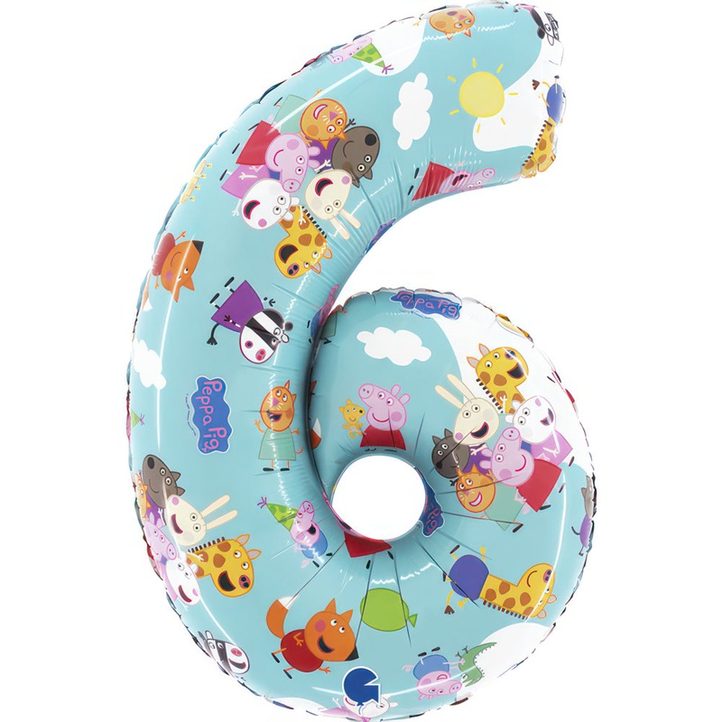 26" Peppa Pig - Number Six Foil Balloon