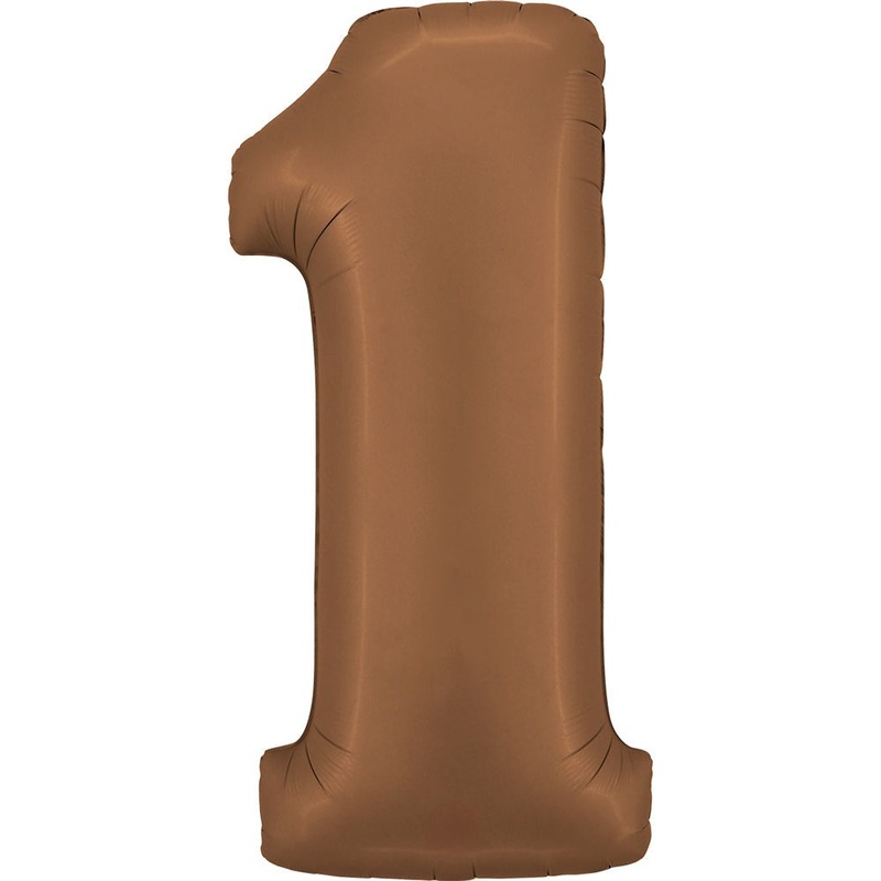 40" (34" Inflated) Number "1" Satin Chocolate Brown Foil Balloons