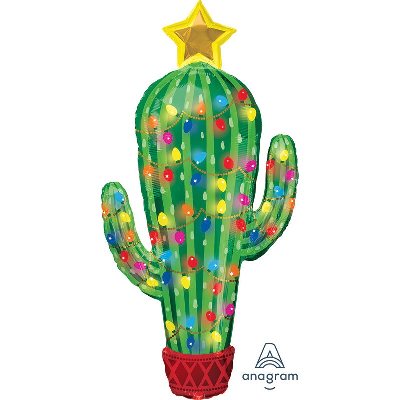 40" Jumbo Christmas Cactus Foil Balloon