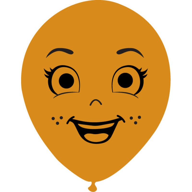 5" Latex Balloons Single Sided (25 Per Bag) Face Print 05 Decomex Mocha Brown