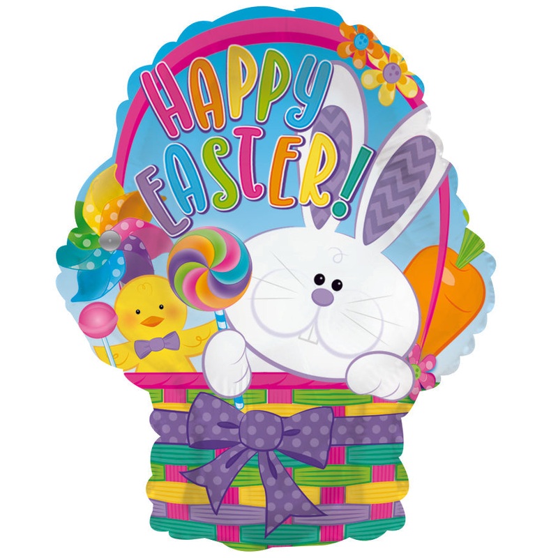 9" Airfill Only Happy Easter Basket Foil Balloons
