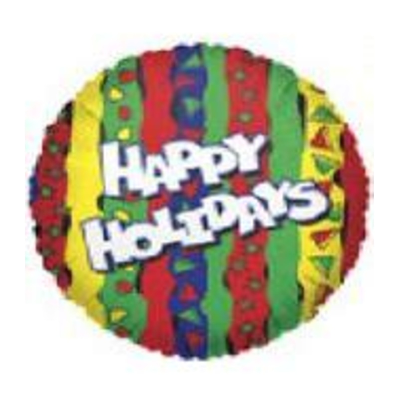 9" Airfill Only Happy Holiday Stripes Balloon