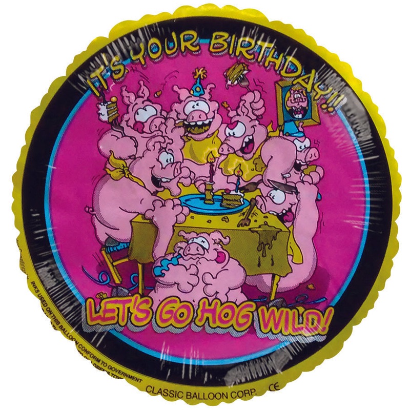 9" Airfill Only It's your Birthday Pigs yellow Balloon