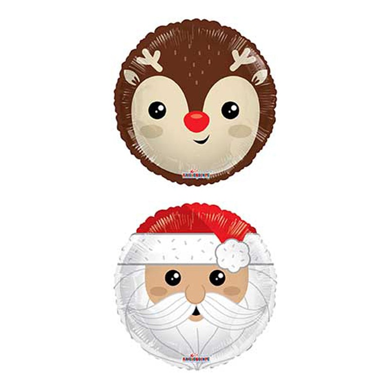9" Airfill Only Santa/Reindeer (Front/Back) Foil Balloon