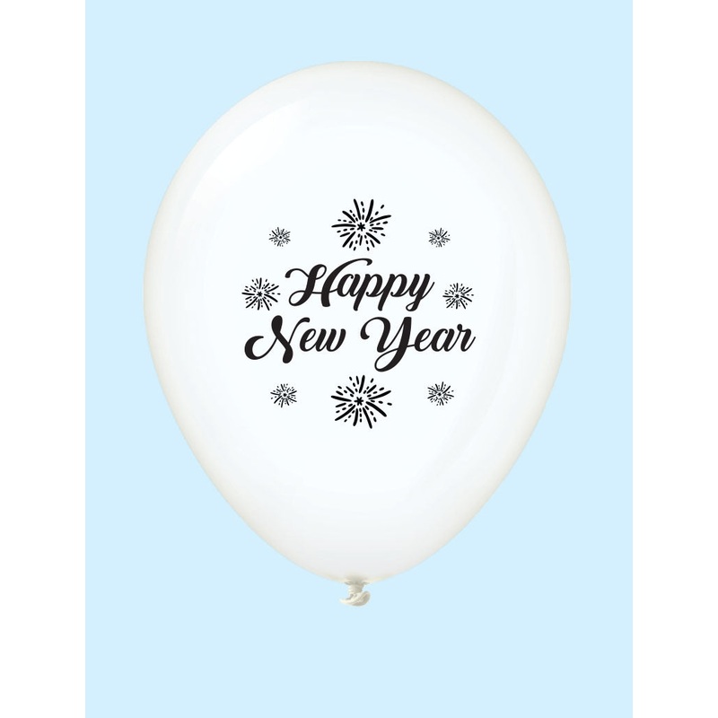 11" New Years Fireworks Latex Balloons Clear (25 Per Bag)