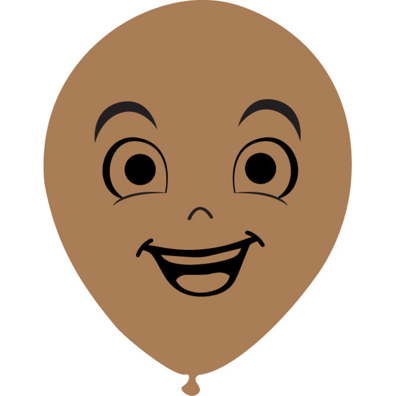 12" Latex Balloons Single Sided (25 Per Bag) Face Print 06 Decomex Desert Sand
