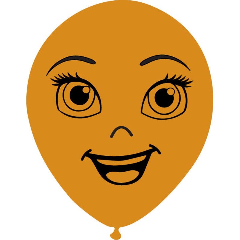 12" Latex Balloons Single Sided (25 Per Bag) Face Print 07 Decomex Mocha Brown