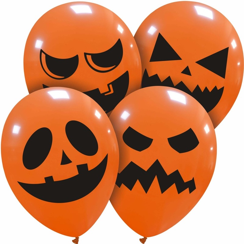 12" Pumpkin Faces 1 sided (25 Per Bag) Cattex Brand Printed Latex Balloons
