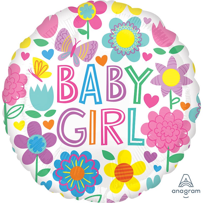 18" Baby Girl Floral Butterfly Foil Balloon