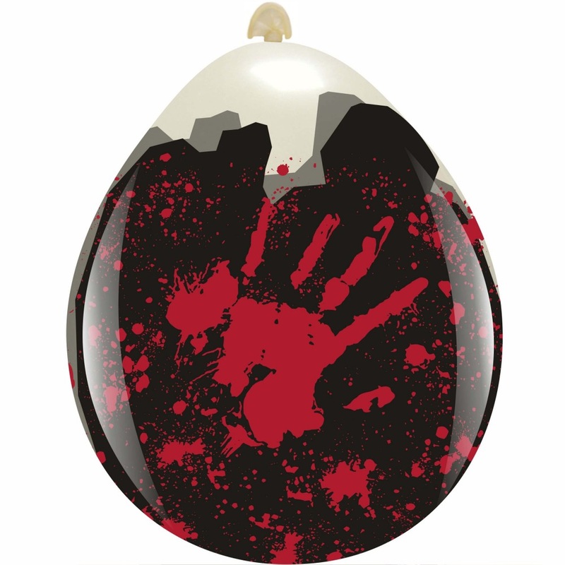 18" Bloody Hands All Around (10 Per Bag) Cattex Brand Printed Latex Stuffing Balloons