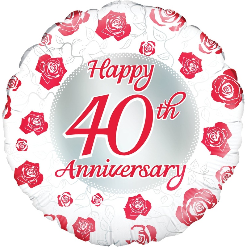 18" Happy 40th Anniversary Oaktree Foil Balloon