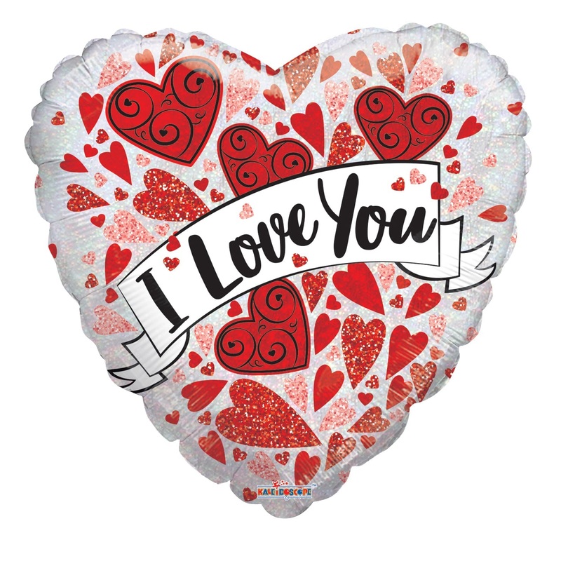 18" Love You Banner Holographic Foil Balloon