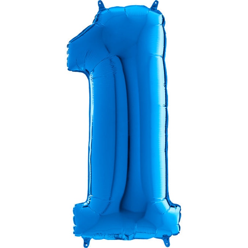 26" Midsize Foil Shape Balloon Number 1 Blue