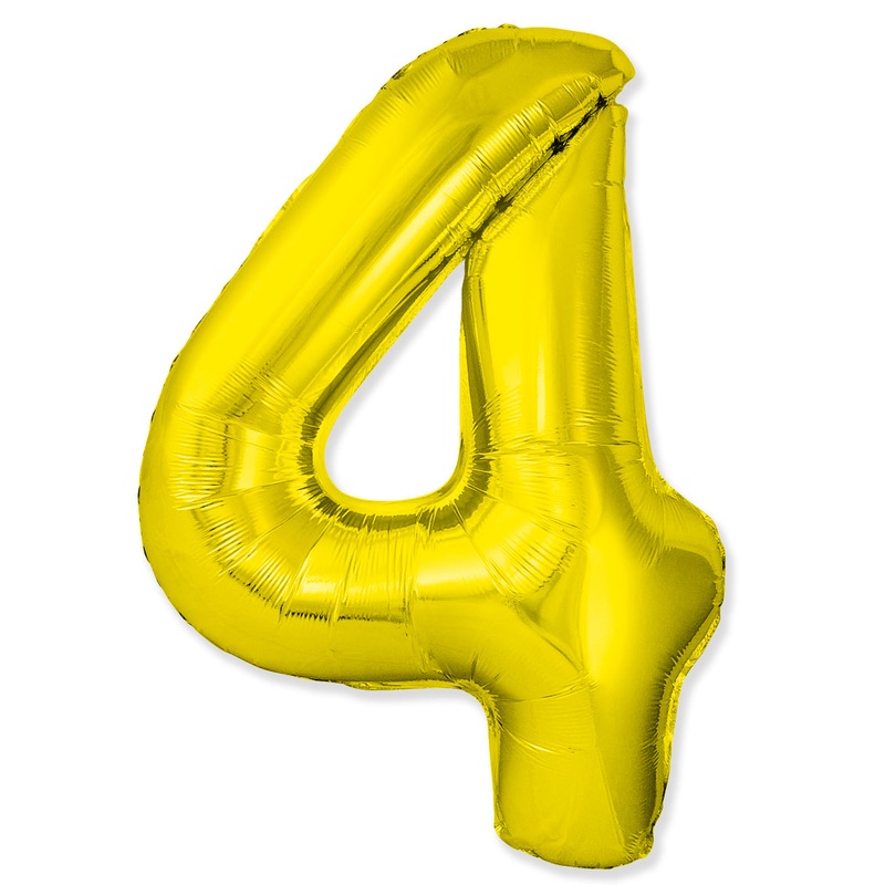 32" Inflated (40" Uninflated Approx) Number "4" Slimmer Design Gold Brand Flexmetal