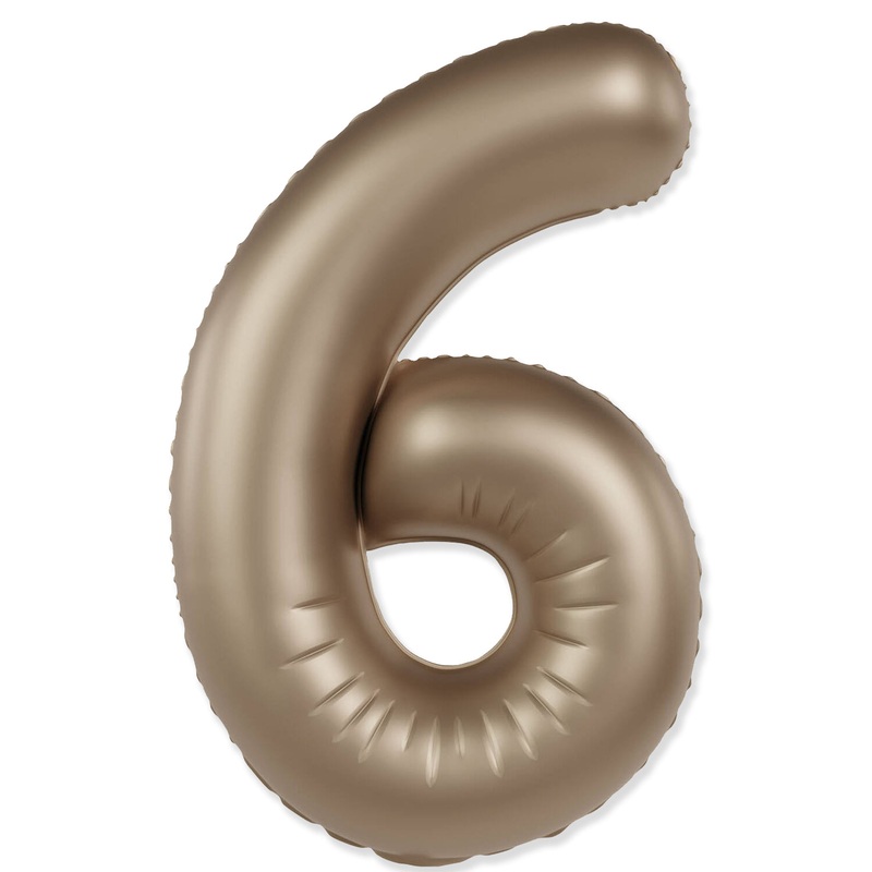 32" Inflated (40" Uninflated Approx) Number "6" Slimmer Design Matte Starlight Gold Brand Flexmetal