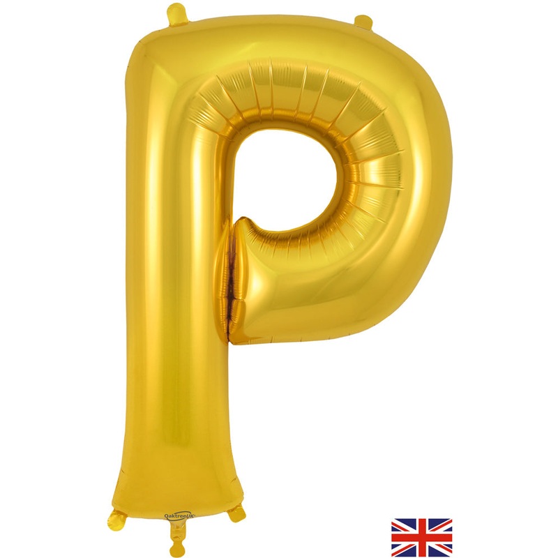 34" Letter P Gold Oaktree Brand Foil Balloon