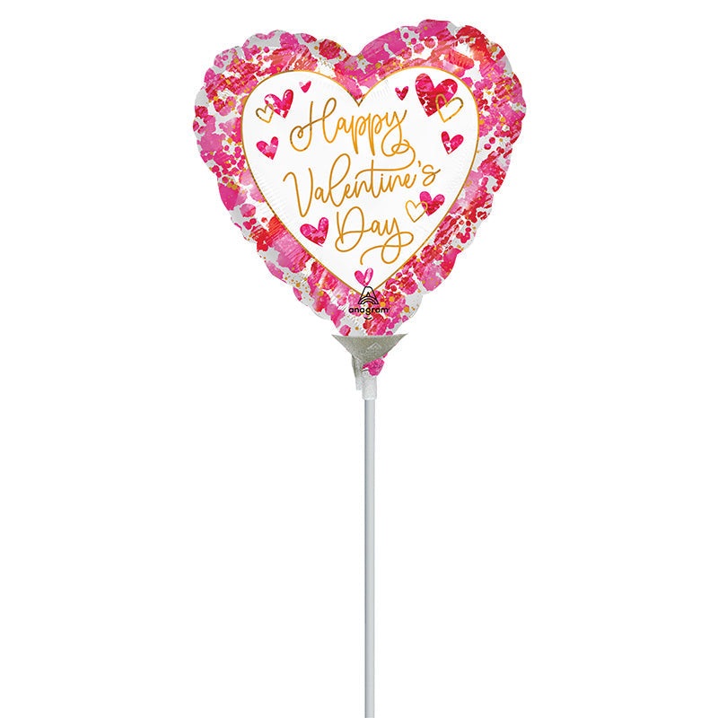4" Airfill Only Heartful Valentine's Day Foil Balloon