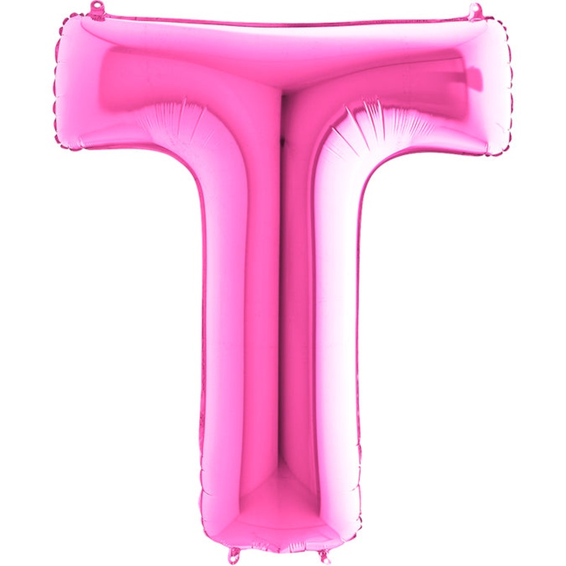 40" (34" Inflated) Foil Shape Megaloon Balloon Letter T Fuchsia/Pink