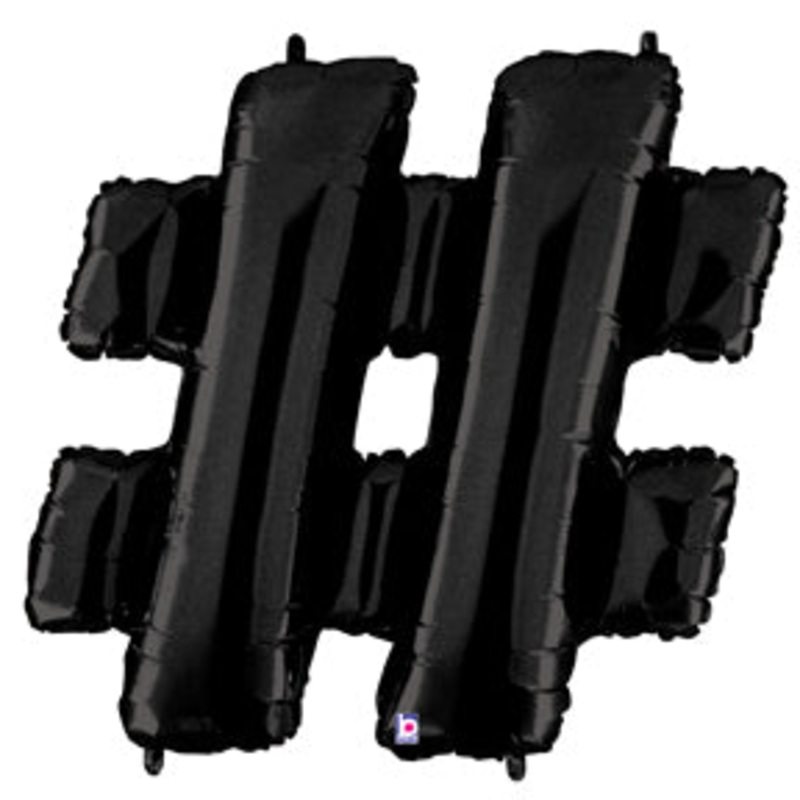 40" (34" Inflated) Megaloon Foil Shape Balloon Black Hashtag