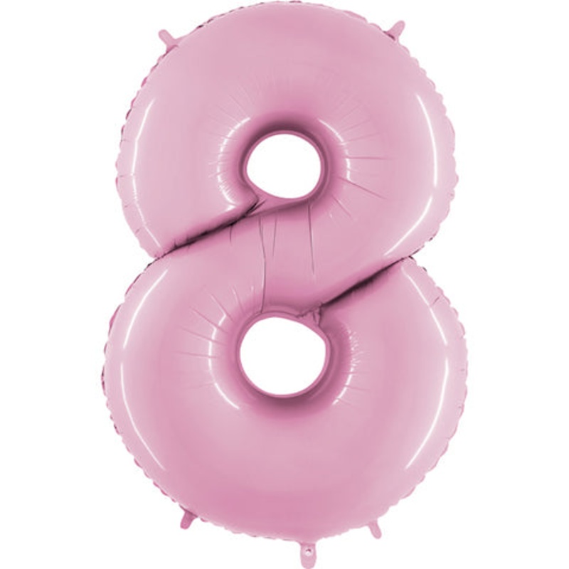 40" (34" Inflated) Megaloon Foil Shape Number 8 Baby Pink Balloon