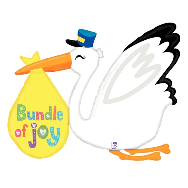 43" Foil Shape Balloon Baby Bundle Stork