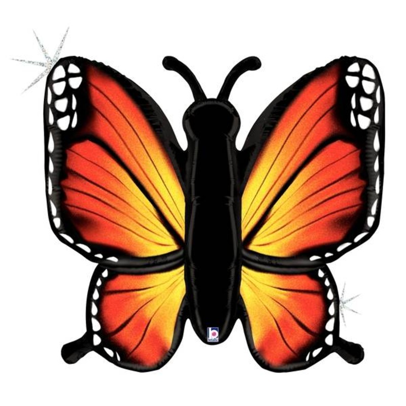 46" Holographic Radiant Butterfly-Orange Foil Balloon