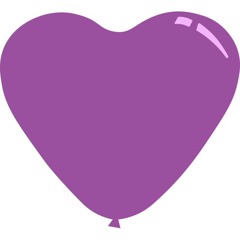 7" Standard Lavender Decomex Heart Shaped Latex Balloons (100 Per Bag)