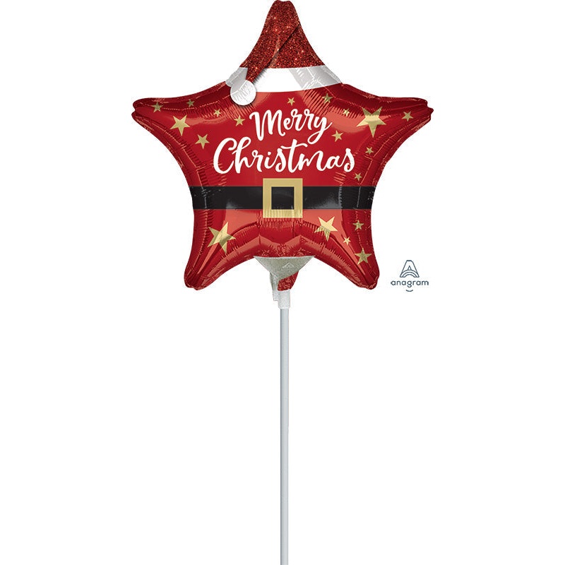 9" Airfill Only Santa Christmas Star Foil Balloon