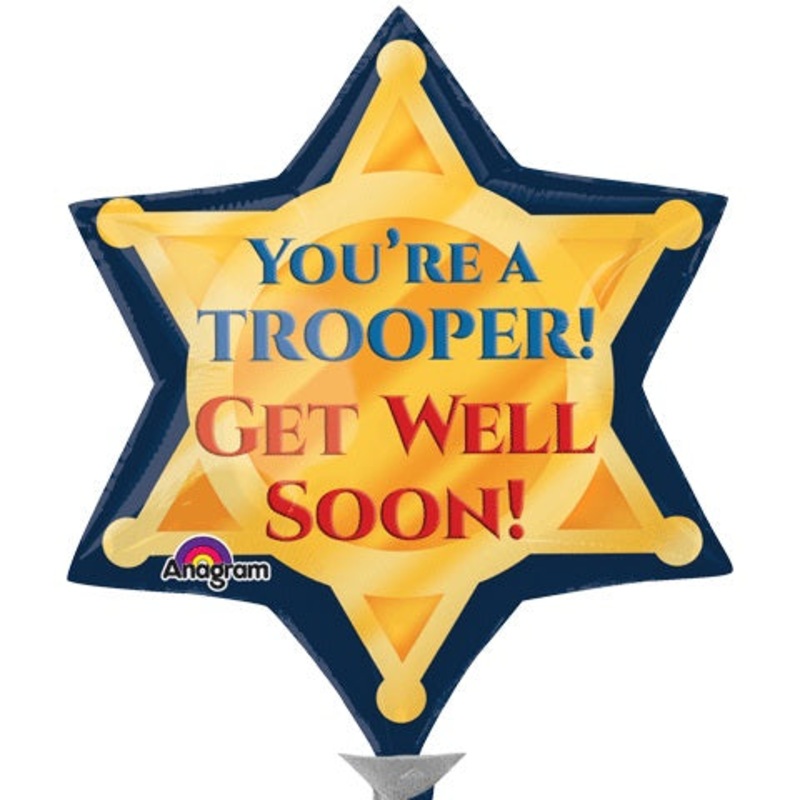 11" Airfill Only Trooper Badge Get Well Soon Balloon