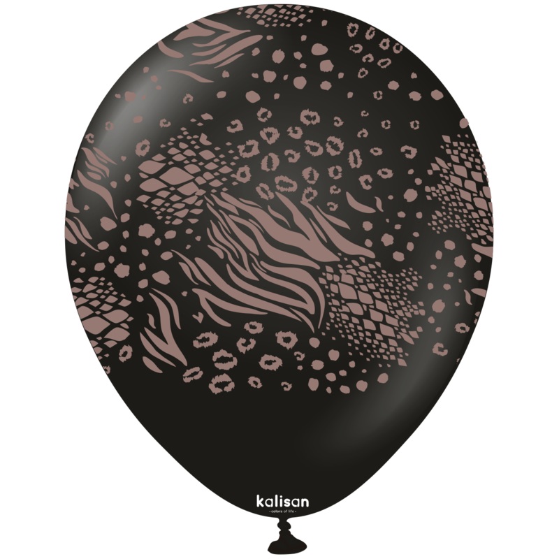 12" Balloons Printed Mutant Safari Standard Black Kalisan (25 Per Bag)