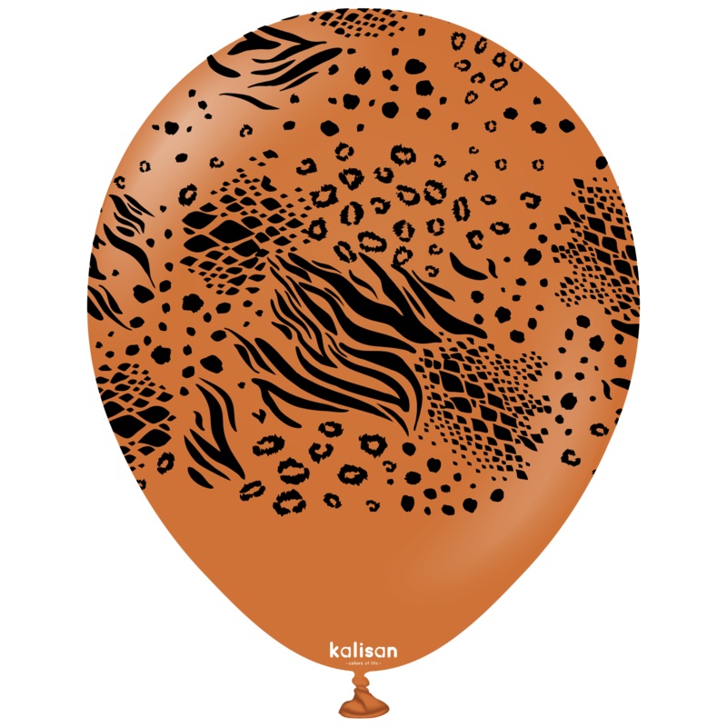 12" Balloons Printed Mutant Safari Standard Caramel Brown Kalisan (25 Per Bag)