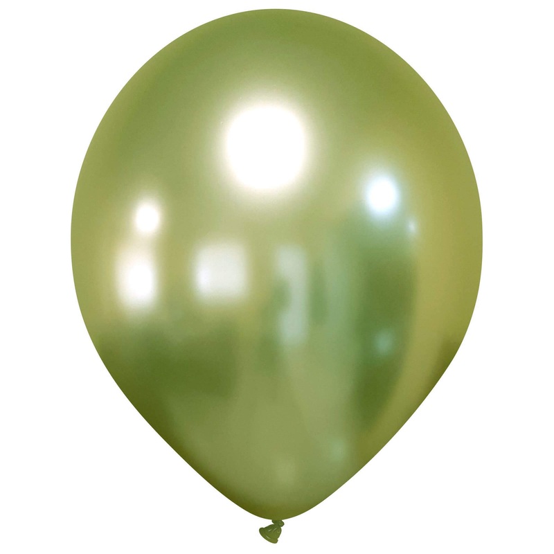 13" Cattex Titanium (Chrome/Mirror) Lime Green Latex Balloons (50 Per Bag)