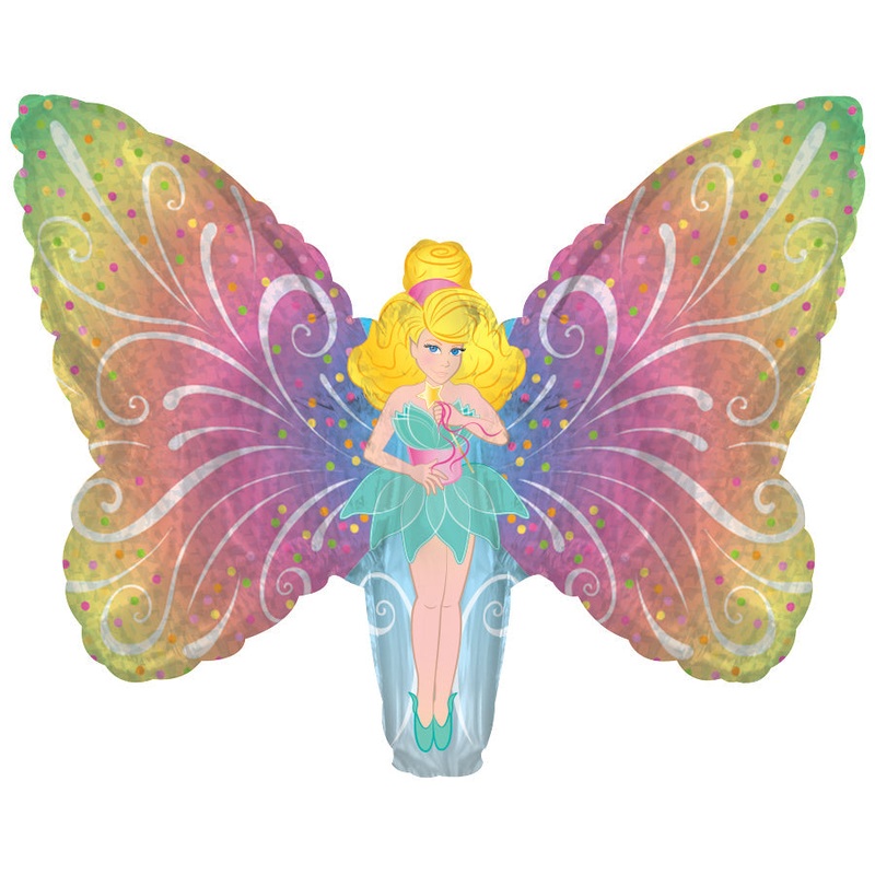 14" Airfill Only Fairy with Wings Foil Balloon