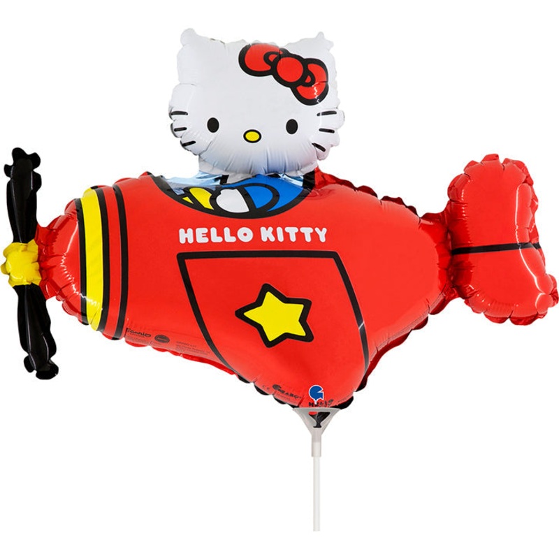 14" Airfill Only Hello Kitty Airplane Red mini Foil Balloon