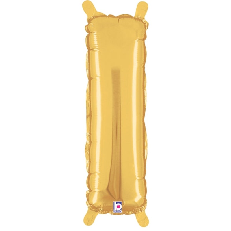 14" Airfill Only (Self Sealing) Megaloon Jr. Shape Letter I Gold Balloon