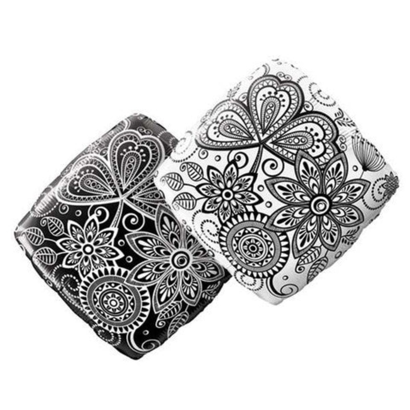 18" Damask Black and White Patterns Balloon