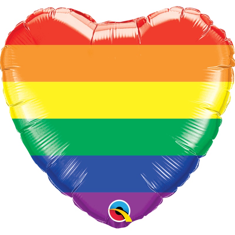 18" Heart Rainbow Stripes Foil Balloon